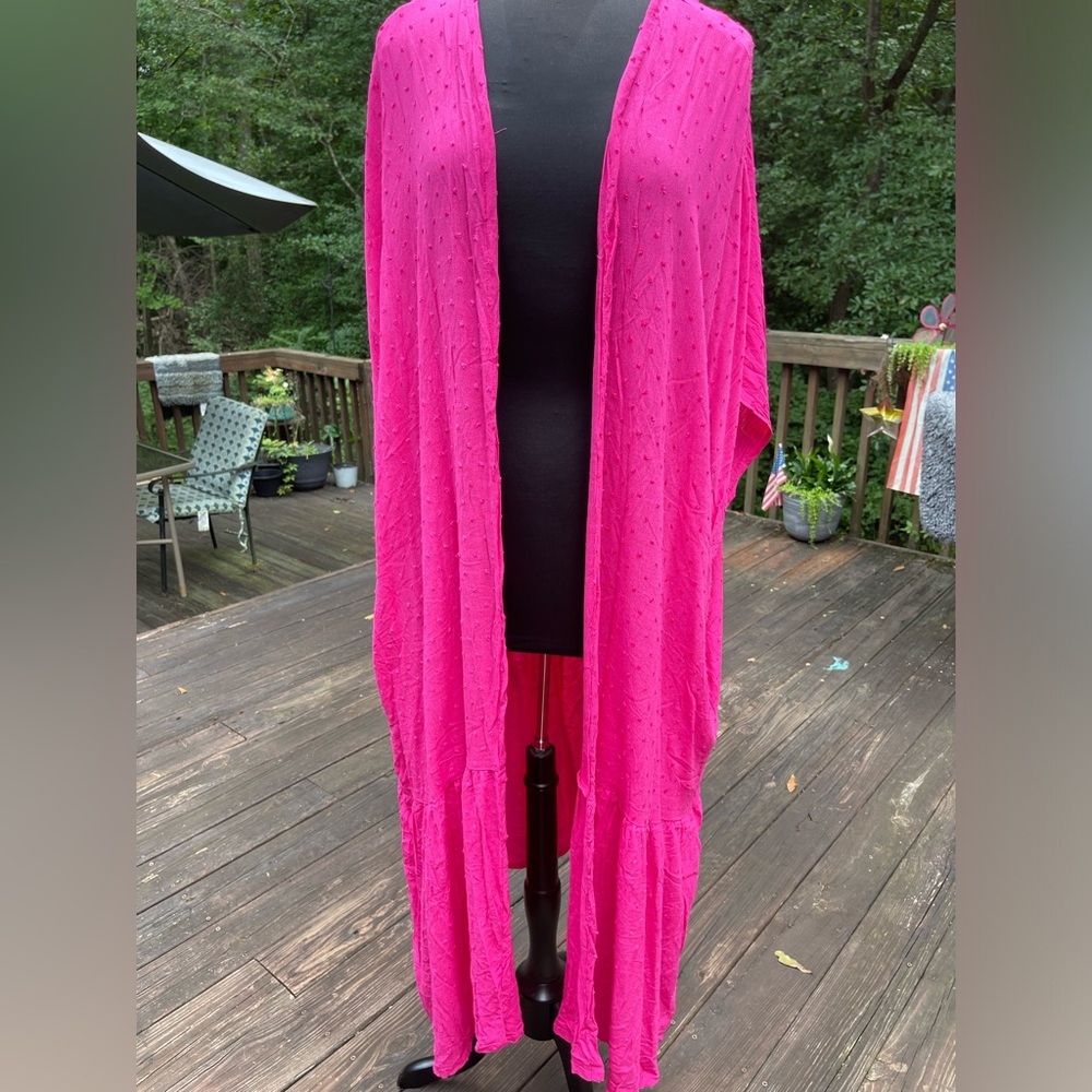 Vibrant Pink Women's Open Front Duster